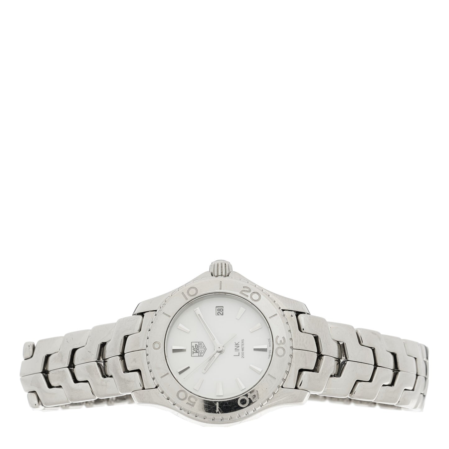 Stainless Steel Mother of Pearl 27mm Link Quartz Watch WJ1313-0