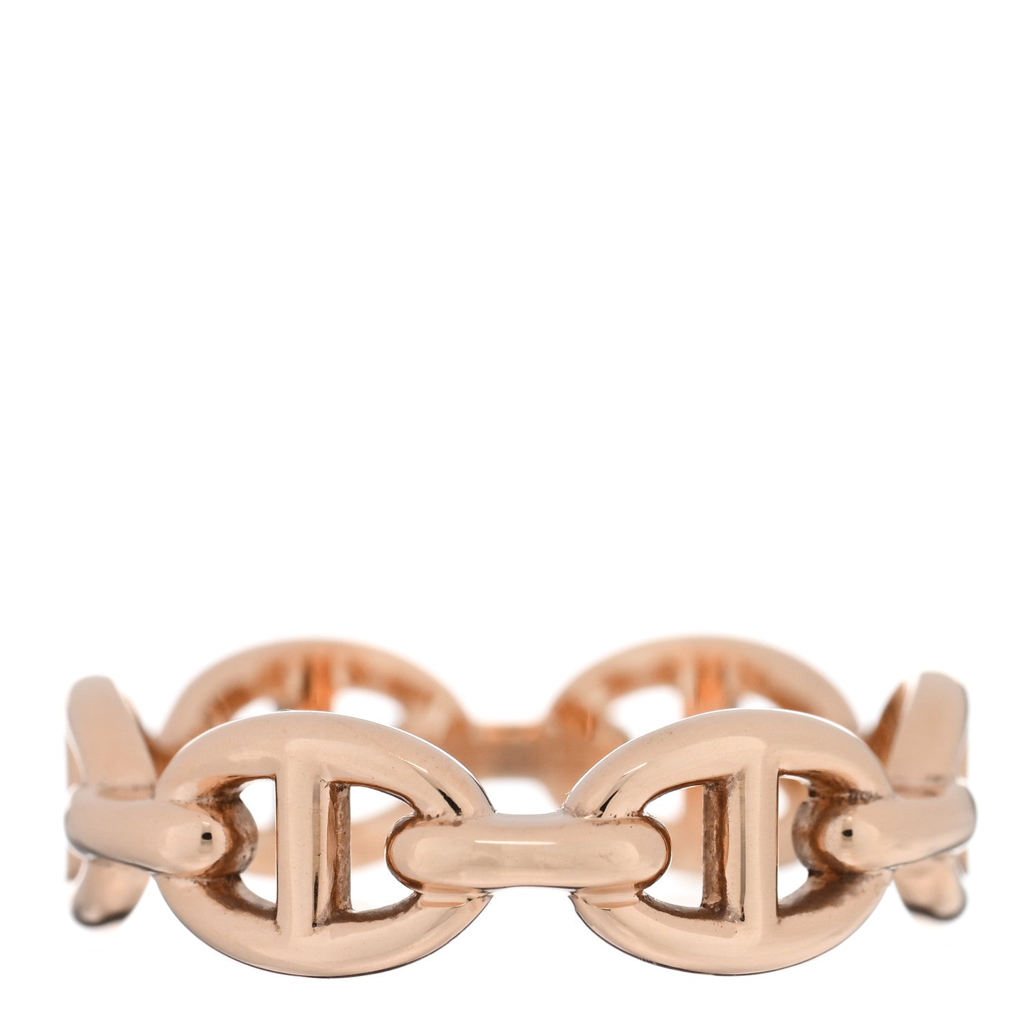 Hermes 18K Rose Gold PM Chaine D'Ancre Enchainee Ring 54 6.75 1 of 5
