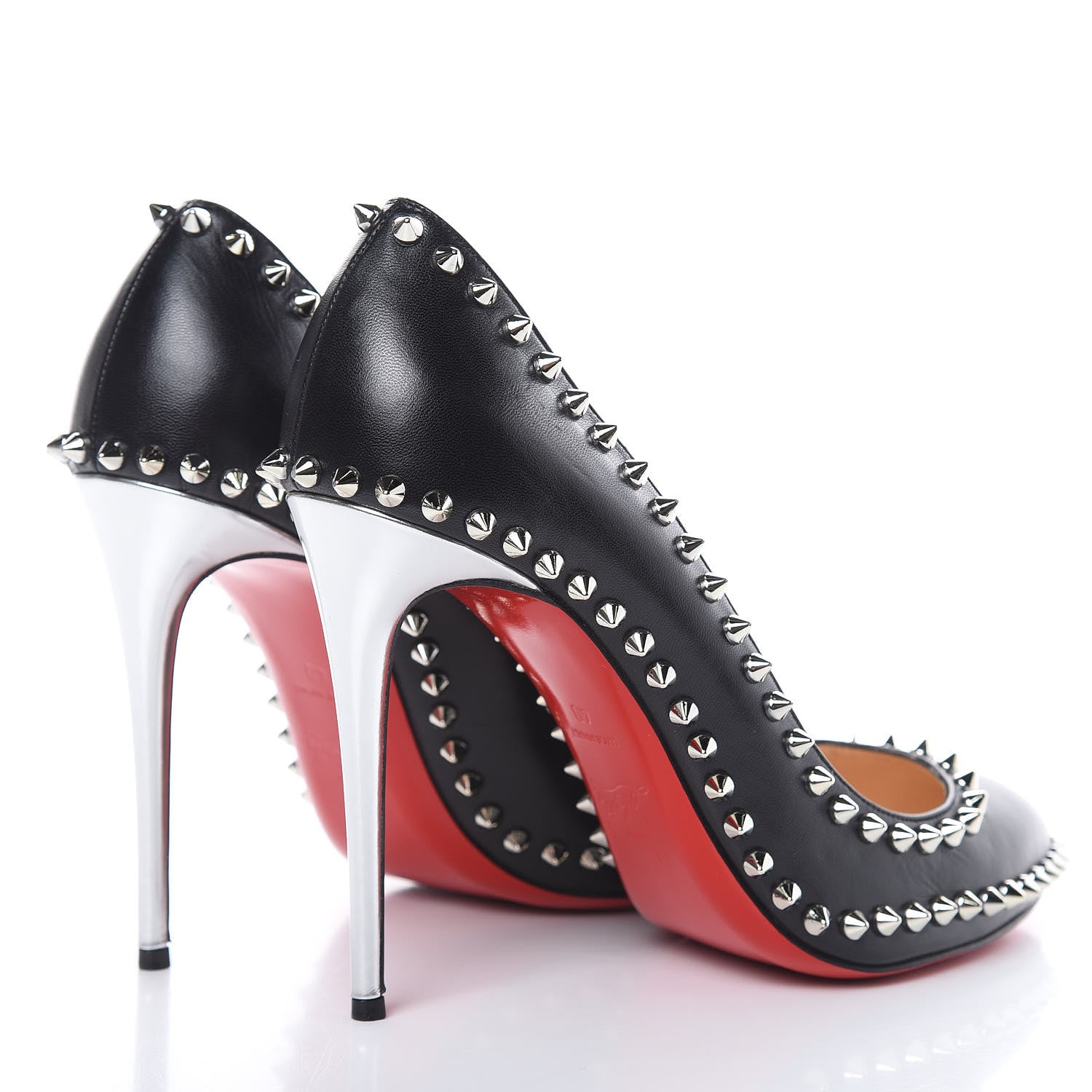 Christian Louboutin Kid Specchio Dora Spikes 100 Pumps 40 Black Silver 4 of 10