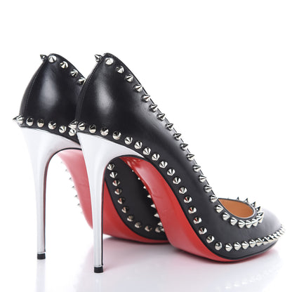 Christian Louboutin Kid Specchio Dora Spikes 100 Pumps 40 Black Silver 4 of 10