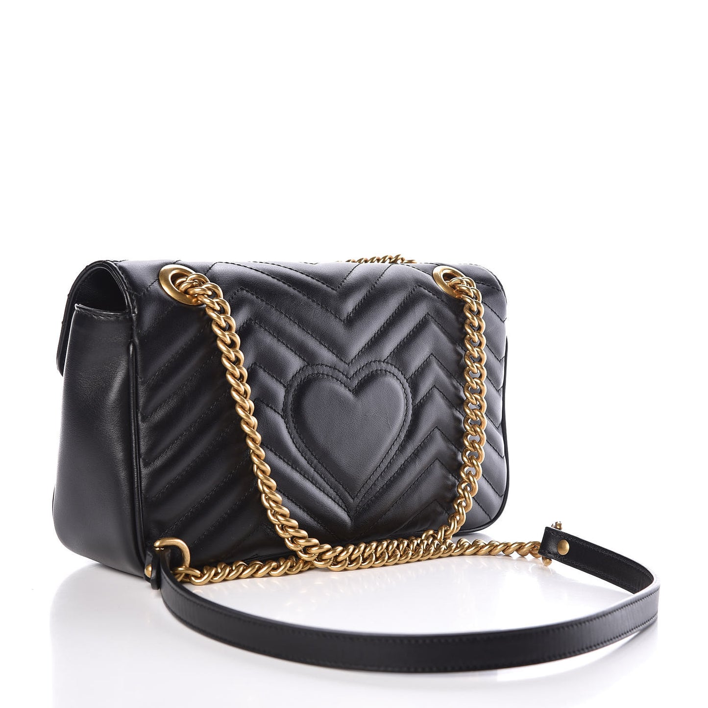 Calfskin Matelasse Small GG Marmont Shoulder Bag Black