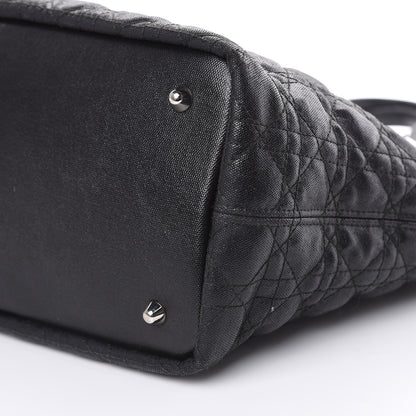 Christian Dior Coated Canvas Cannage Medium Panarea Tote Black 9 of 16