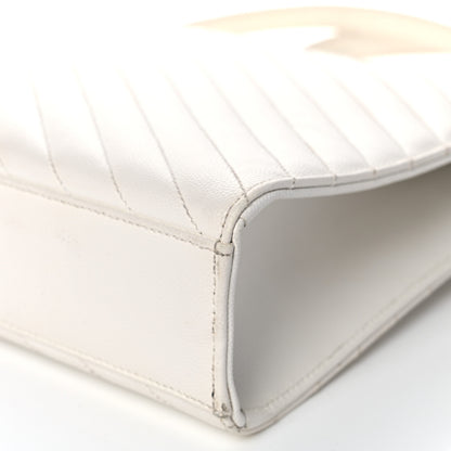 Saint Laurent Grain De Poudre Matelasse Chevron Large Monogram Satchel White 11 of 17