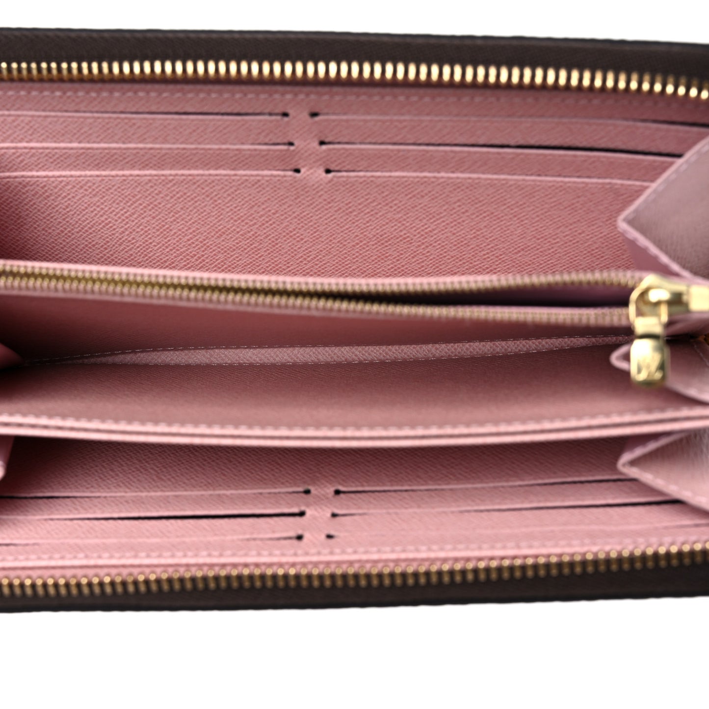 Damier Ebene Zippy Wallet Rose Ballerine