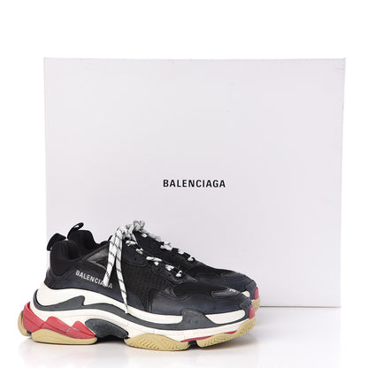 Balenciaga Fabric Mesh Washed Effect Womens Triple S Sneakers 39 Black Red 9 of 9