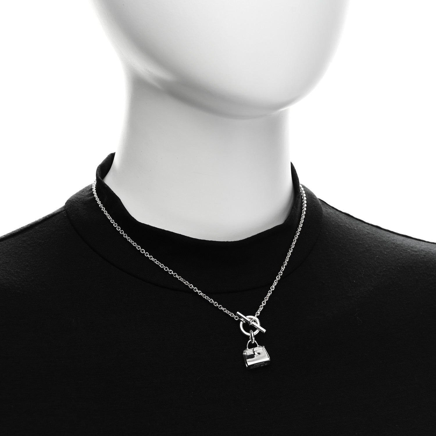 Hermes Sterling Silver Kelly Charm Pendant Necklace 2 of 5