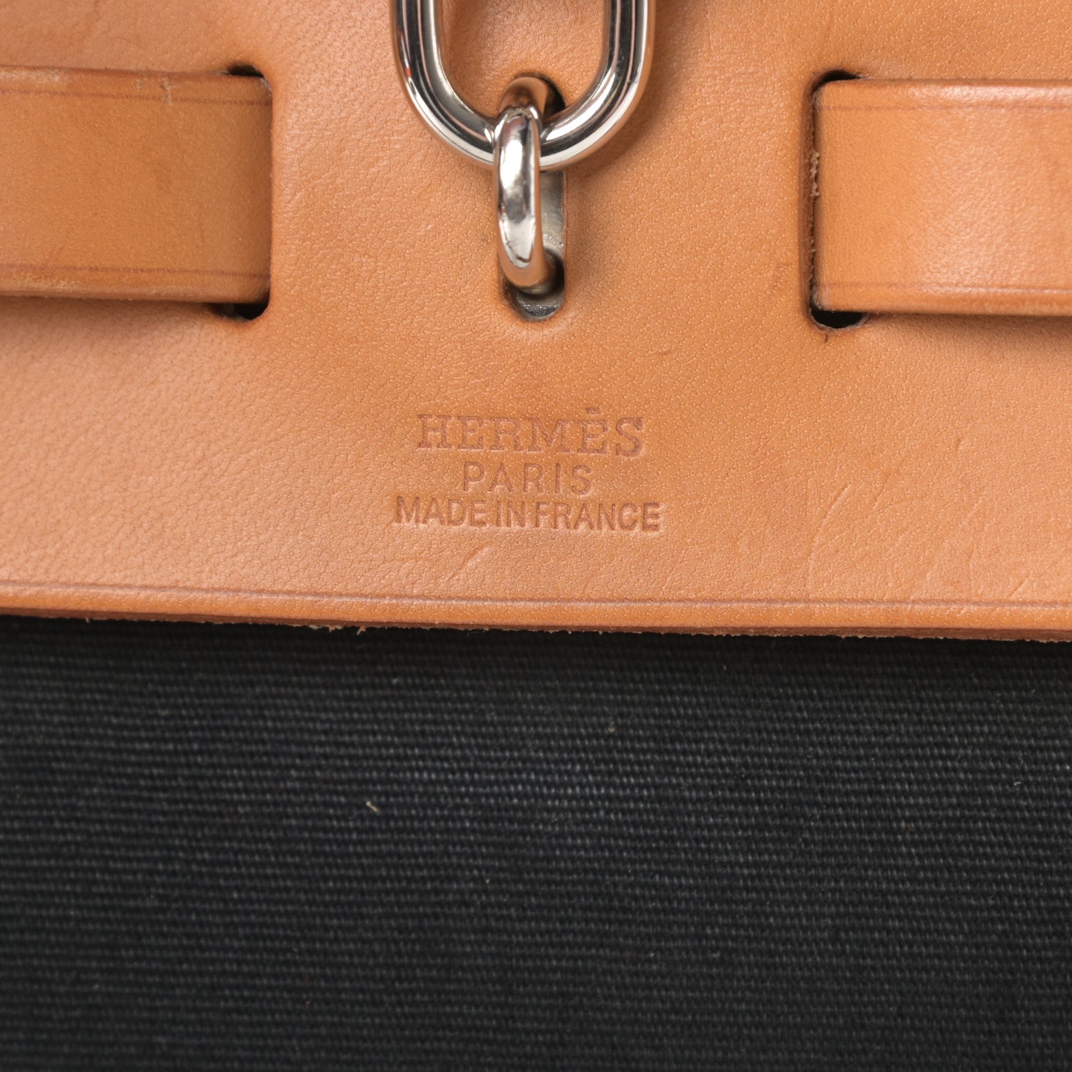 Hermes Toile Vache Calfskin Herbag PM 30 Black Natural 7 of 21