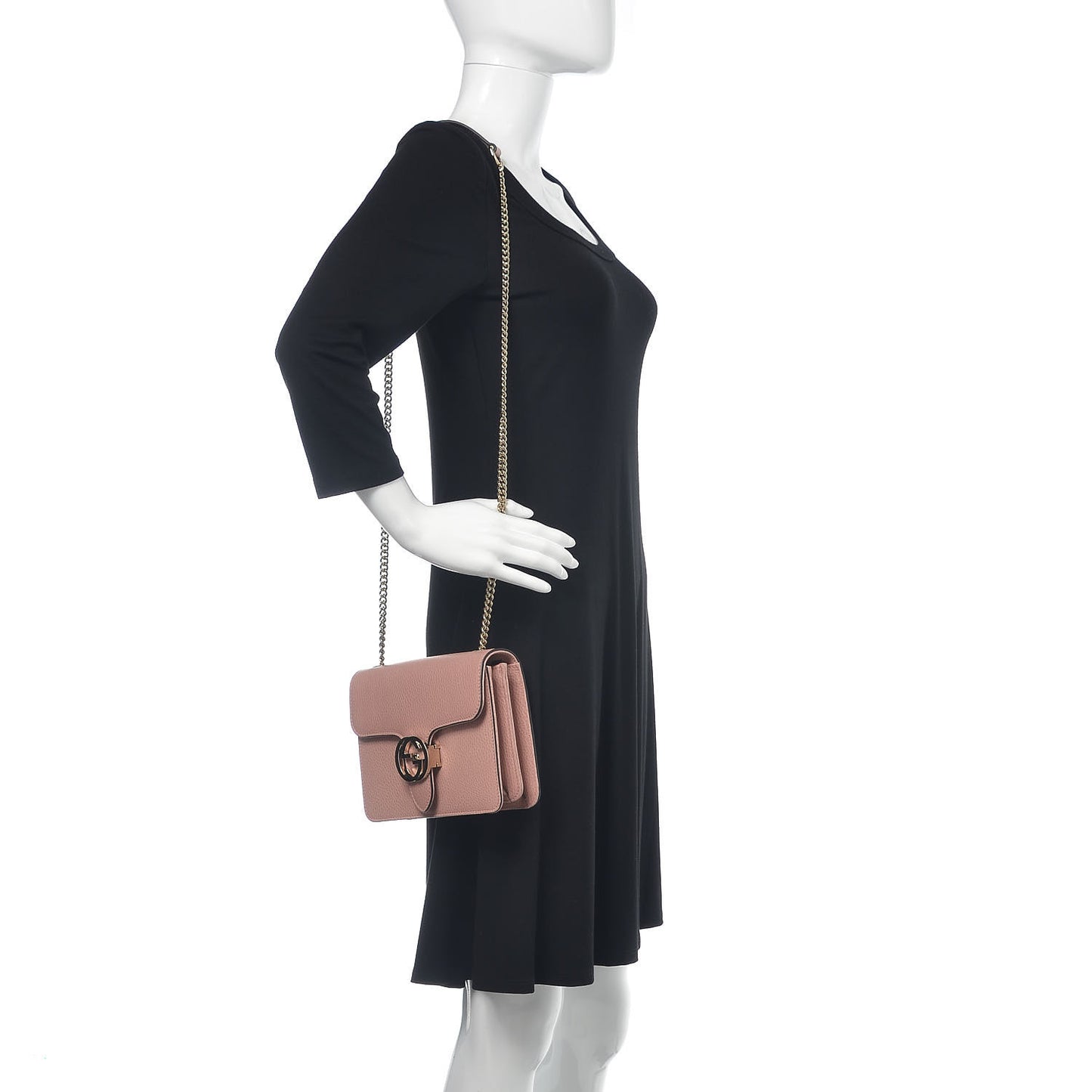 Dollar Calfskin Small Interlocking G Shoulder Bag Soft Pink