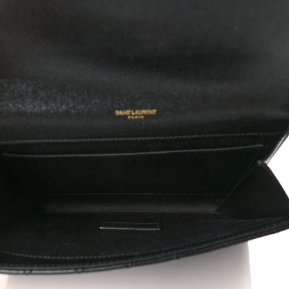 Saint Laurent Grain De Poudre Textured Mixed Matelasse Triquilt Monogram Clutch Black 6 of 10