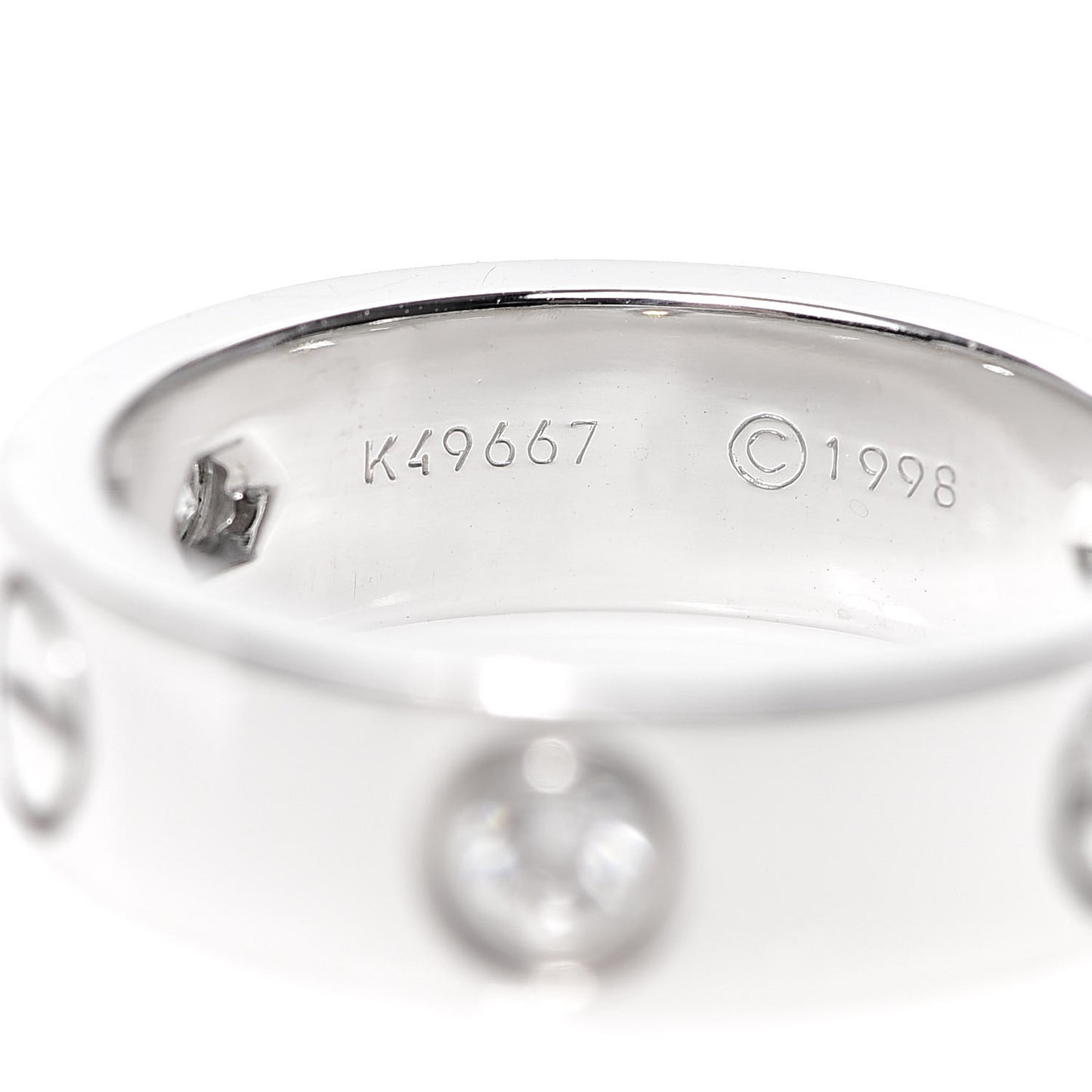 18K White Gold 3 Diamond 5.5mm LOVE Ring 50 5.25