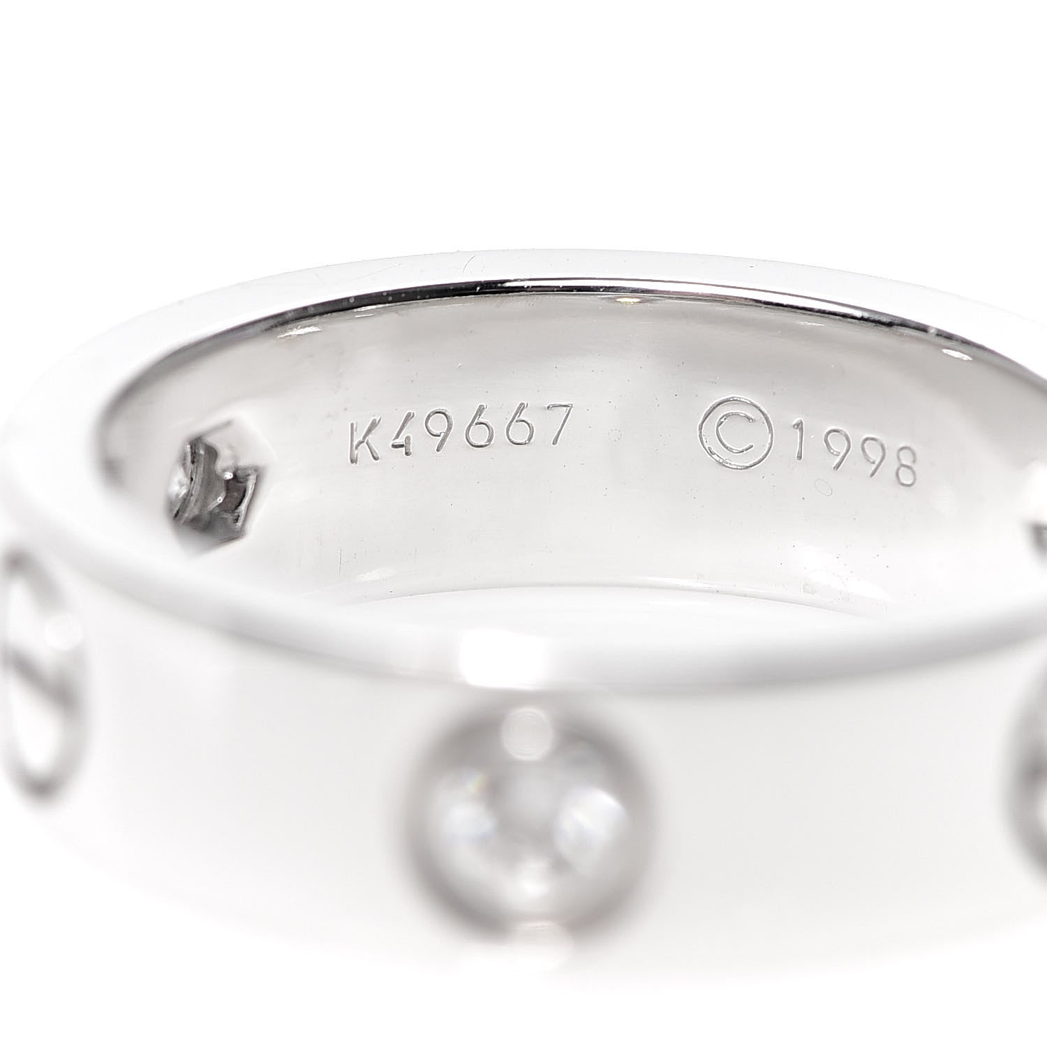 Cartier 18K White Gold 3 Diamond 5.5mm LOVE Ring 50 5.25 4 of 5