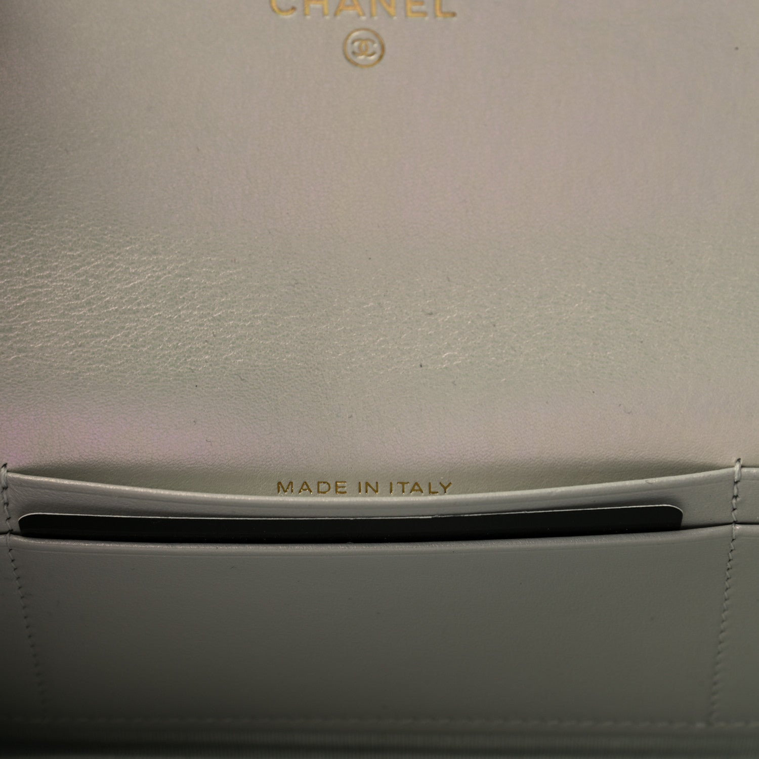 Chanel Iridescent Lambskin Quilted Chanel 19 Flap Wallet Ivory 7 of 8