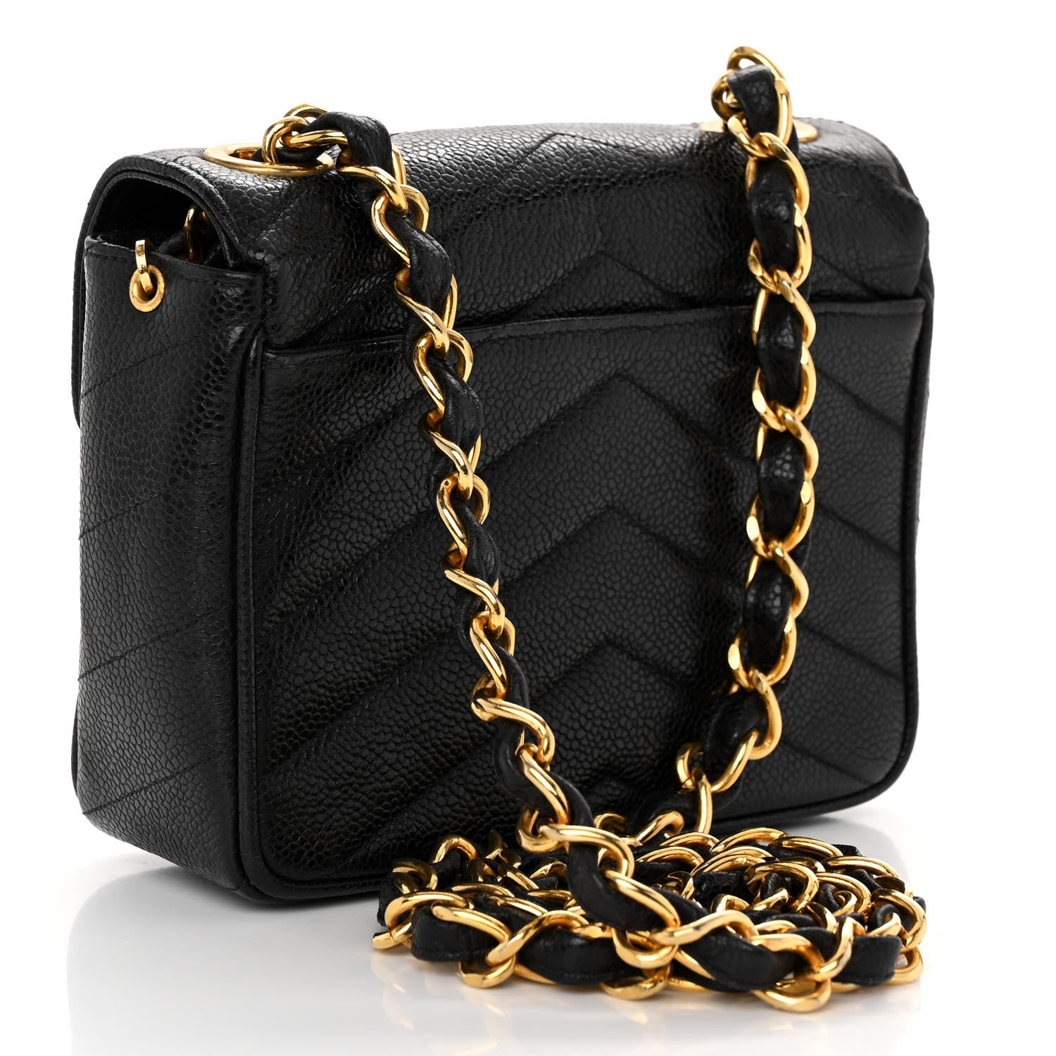 Chanel Caviar Chevron Mini Flap Black 3 of 10