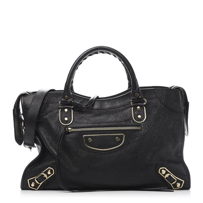 Balenciaga Chevre Gold Metallic Edge Hardware City Black 3 of 12