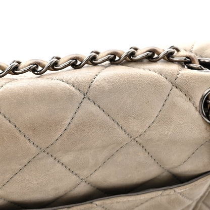 Chanel Lambskin Quilted Jumbo Chanel 3 Flap Light Grey 19 of 22