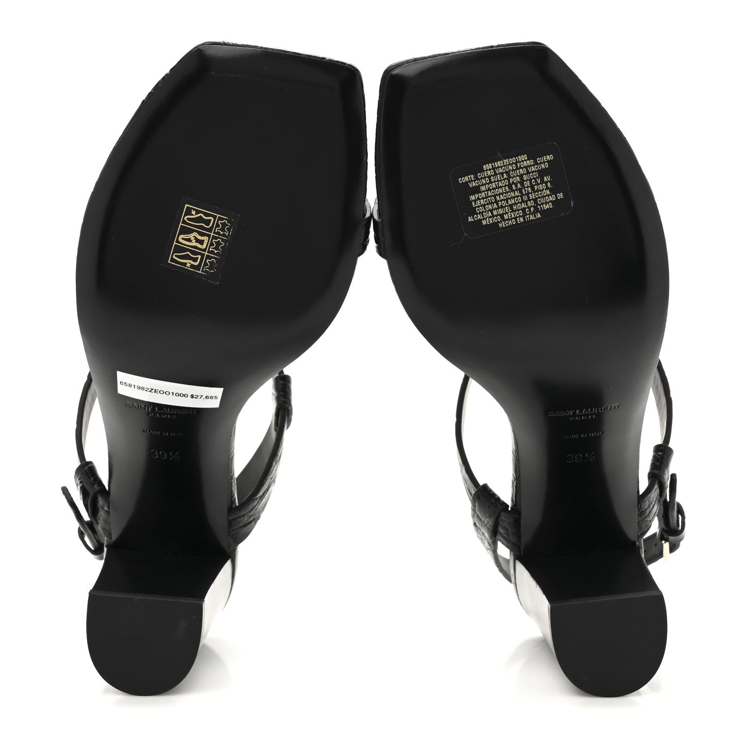 Saint Laurent Calfskin Cassandra 75 Sandals 39.5 Black 6 of 10
