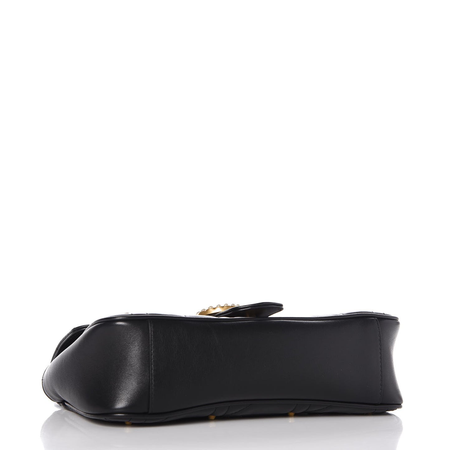 Calfskin Matelasse Studded Small Pearly GG Marmont Shoulder Bag Black