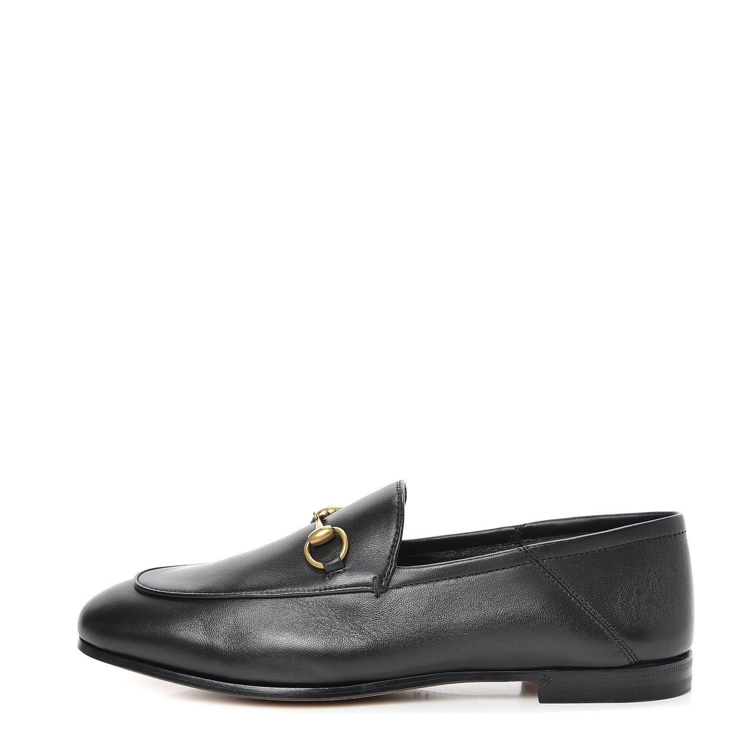Gucci Lambskin Womens Brixton Horsebit Loafers 37.5 Black 1 of 9