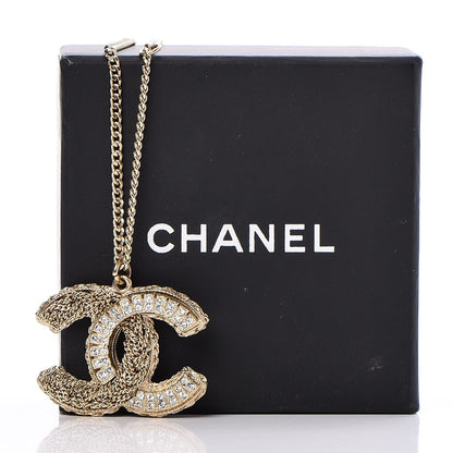 Chanel Crystal Chain CC Necklace Light Gold 5 of 5