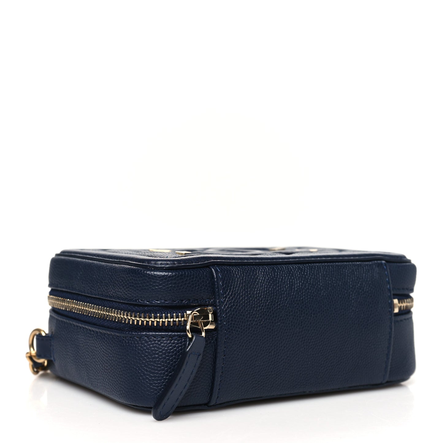 Caviar Quilted CC Filigree Vanity Clutch With Chain Navy