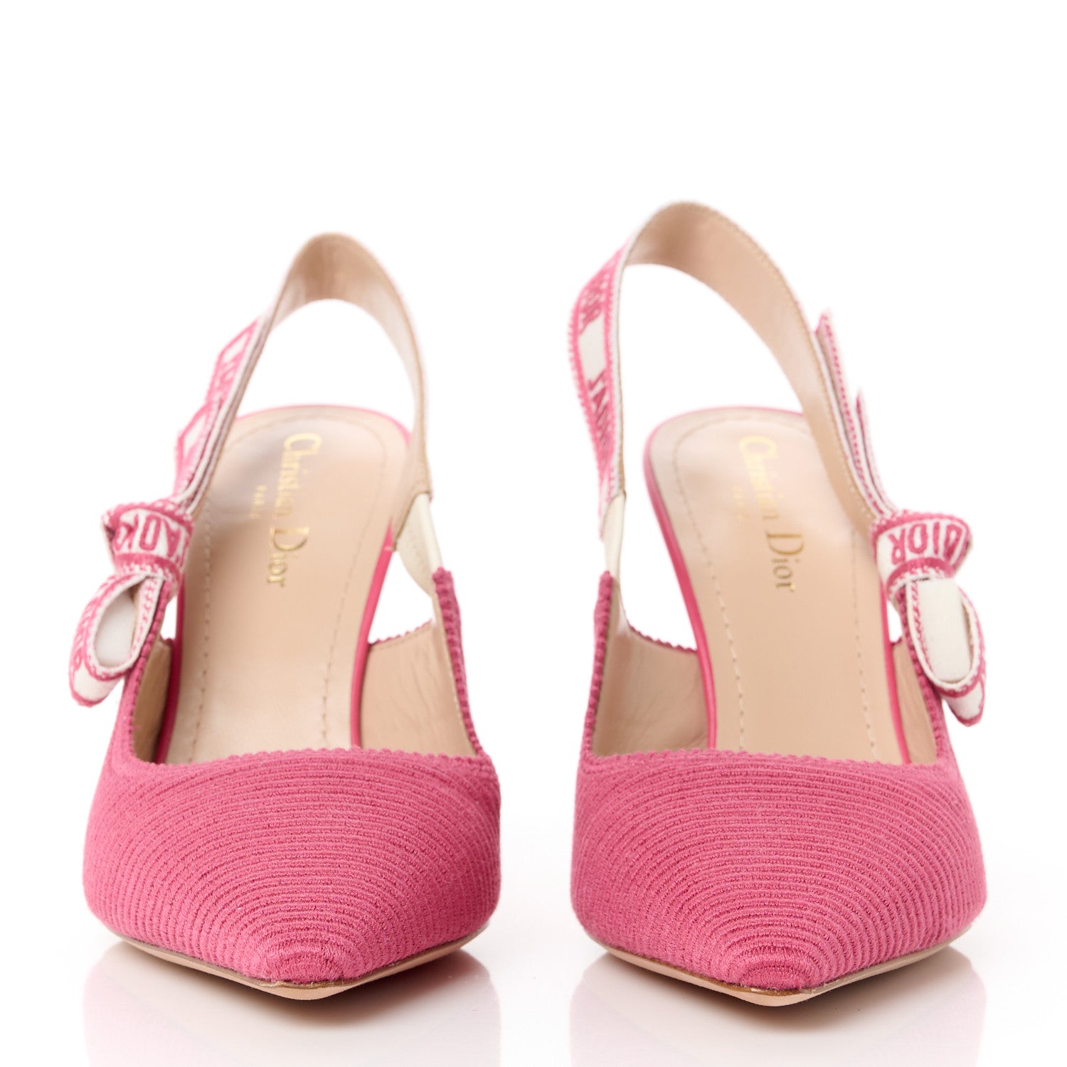 Christian Dior Technical Canvas Ribbon Embroidered J'Adior Slingback 100mm Pumps 39.5 Passion Pink 2 of 9