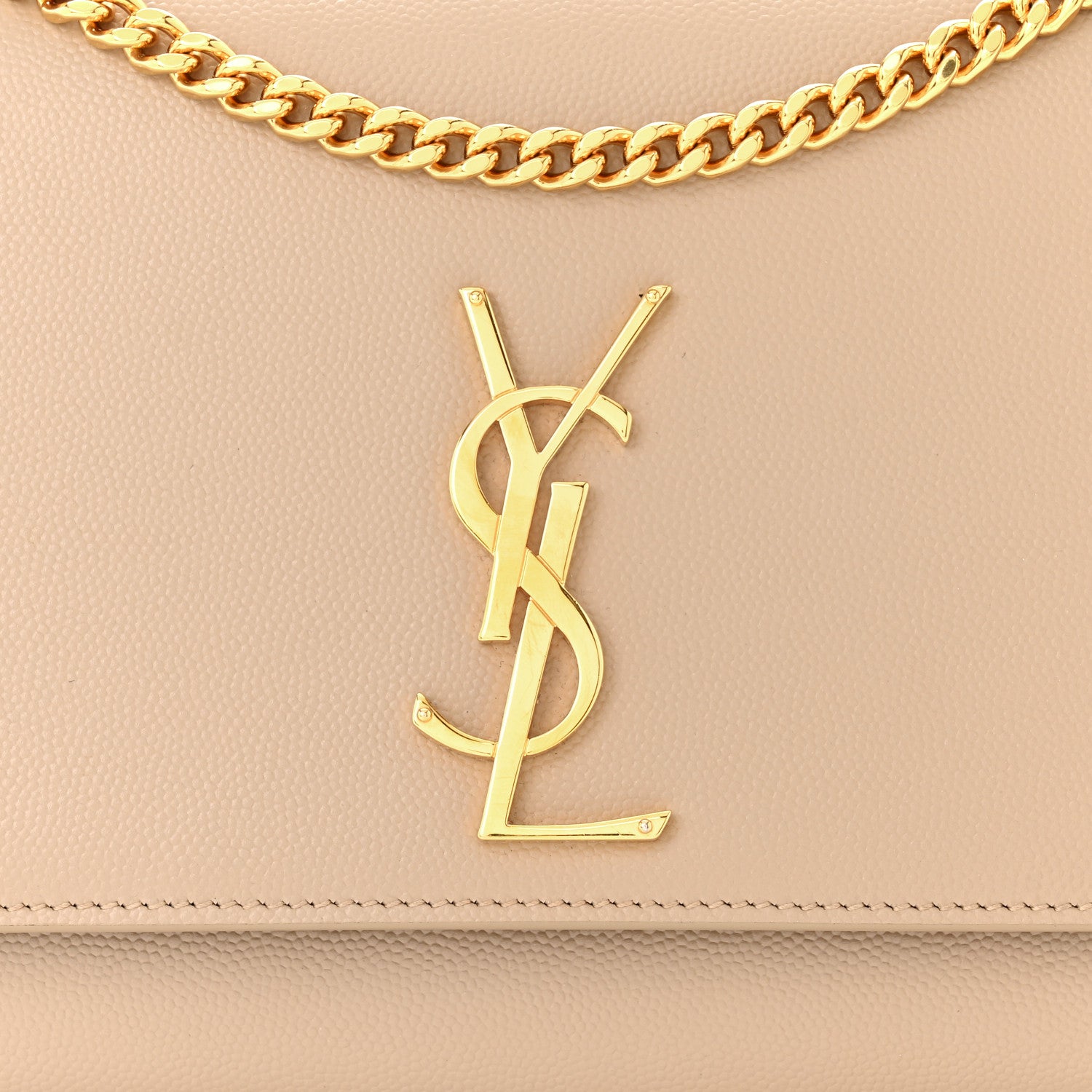 Saint Laurent Grain De Poudre Medium Monogram Kate Satchel Dark Beige 8 of 11
