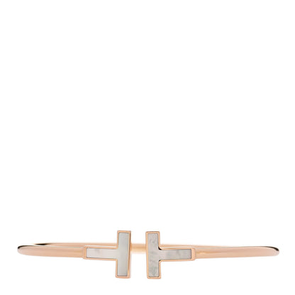 Tiffany 18K Rose Gold Mother of Pearl T Wire Bracelet 1 of 4