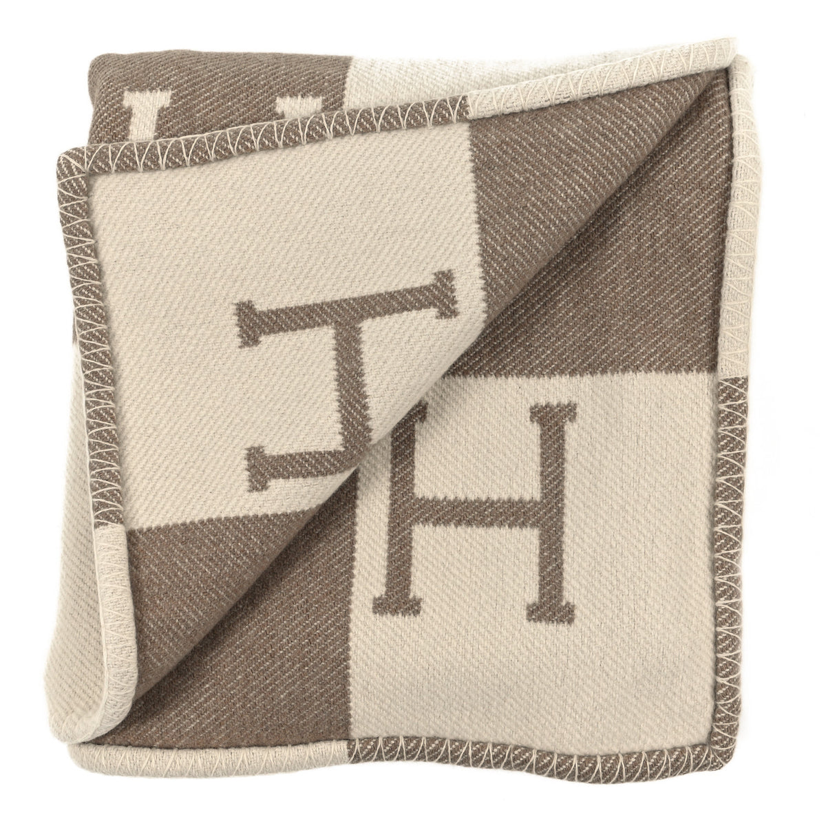 Wool Cashmere Avalon Baby Blanket Noisette Moyen White