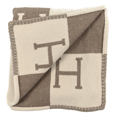 Hermes Wool Cashmere Avalon Baby Blanket Noisette Moyen White 2 of 3