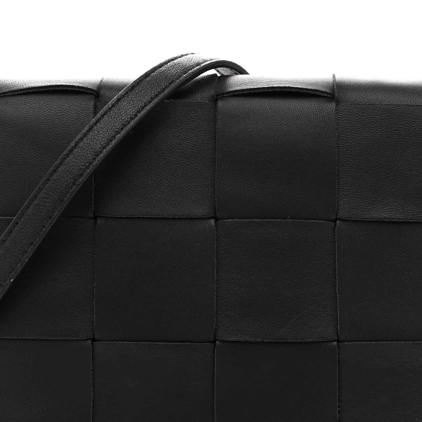 Lambskin Maxi Intrecciato Mini Cassette Crossbody Bag Black