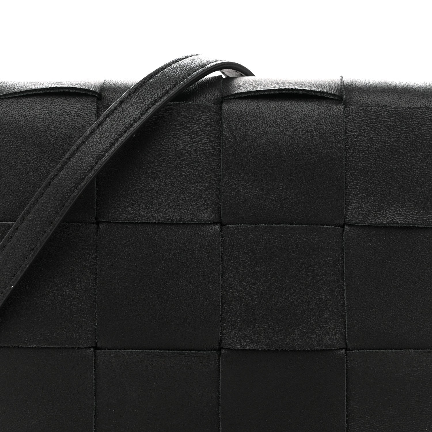 Bottega Veneta Lambskin Maxi Intrecciato Mini Cassette Crossbody Bag Black 7 of 9