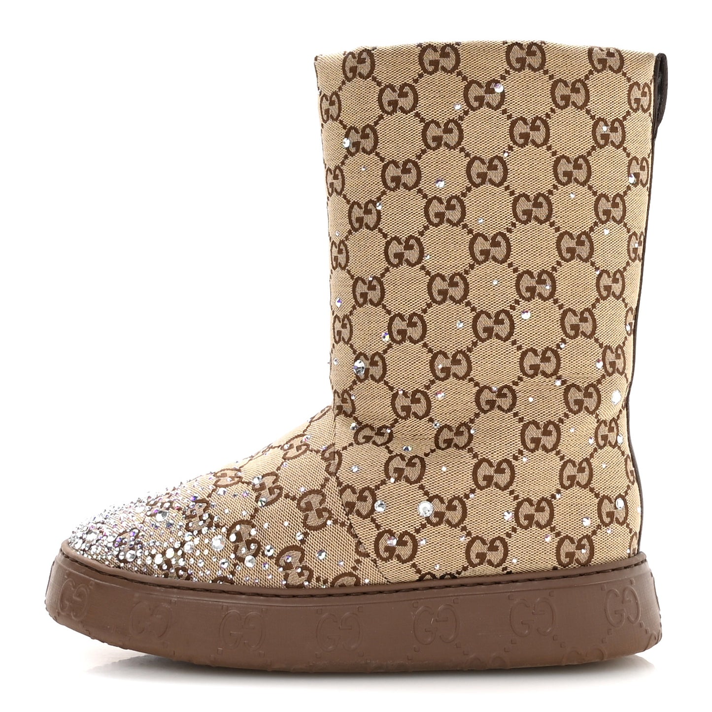 Monogram GG Strass Thermal Bootie 37 Camel Ebony