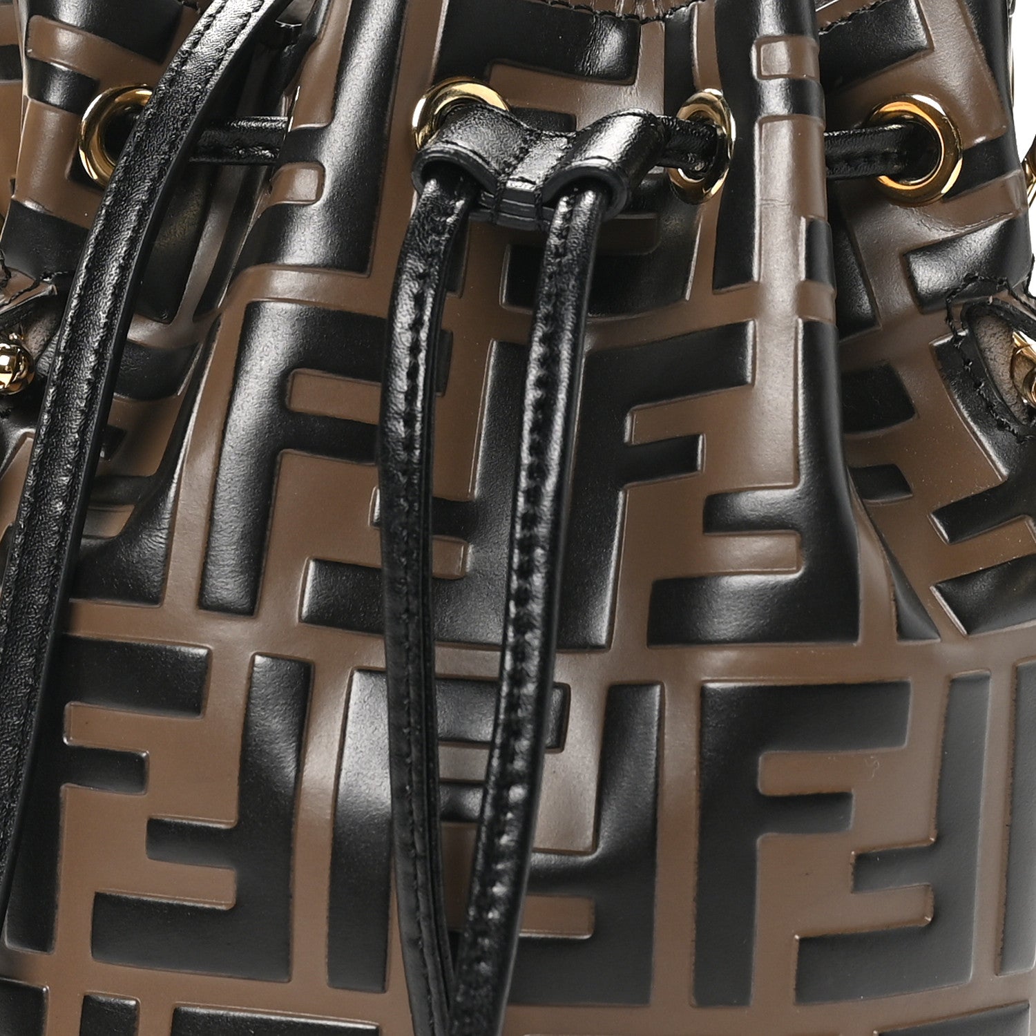 Fendi Vitello Liberty F is Fendi Bi-Color FF 1974 Embossed Mini Mon Tresor Bucket Bag Maya Black 8 of 10