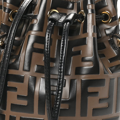 Fendi Vitello Liberty F is Fendi Bi-Color FF 1974 Embossed Mini Mon Tresor Bucket Bag Maya Black 8 of 10