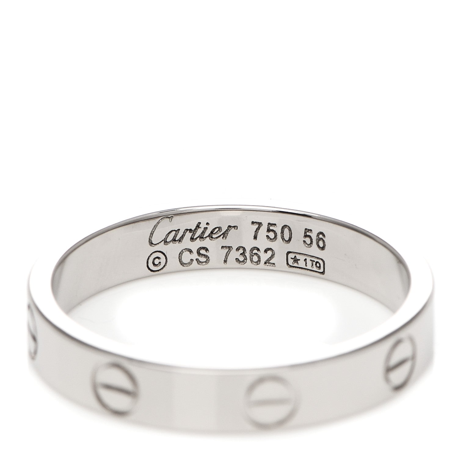 Cartier 18K White Gold 3.5mm LOVE Wedding Band Ring 56 7.75 4 of 4