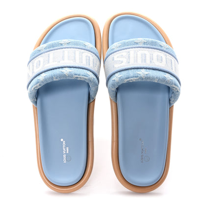 Louis Vuitton Monogram Denim LV Bliss Womens Comfort Mules 41 Turquoise 2 of 10