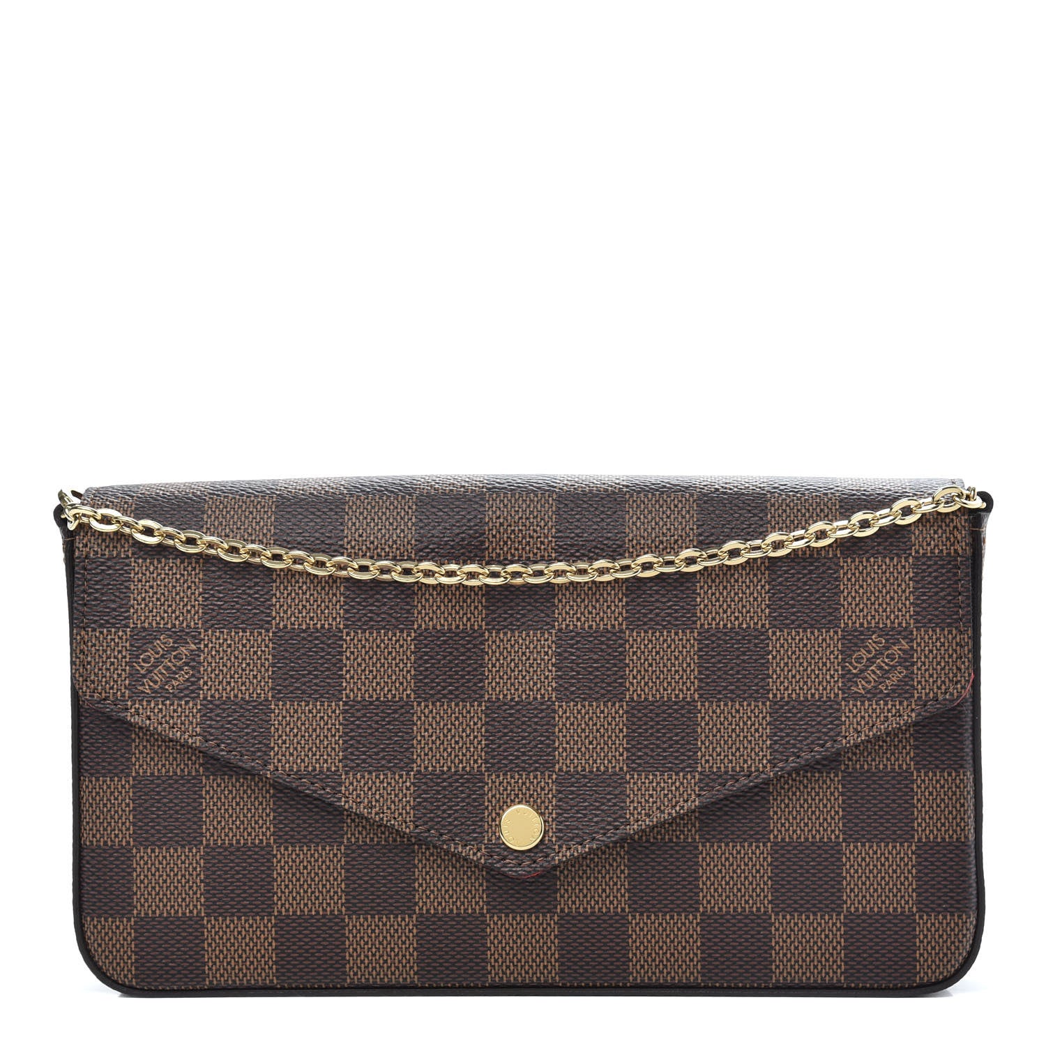 Louis Vuitton Damier Ebene Pochette Felicie Chain Wallet 1 of 9
