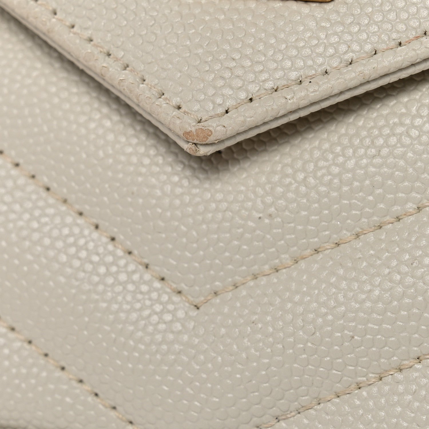 Saint Laurent Grain De Poudre Matelasse Chevron Monogram Chain Wallet Crema Soft 12 of 12