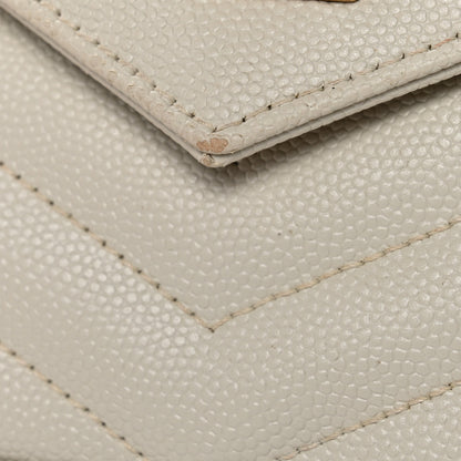 Saint Laurent Grain De Poudre Matelasse Chevron Monogram Chain Wallet Crema Soft 12 of 12