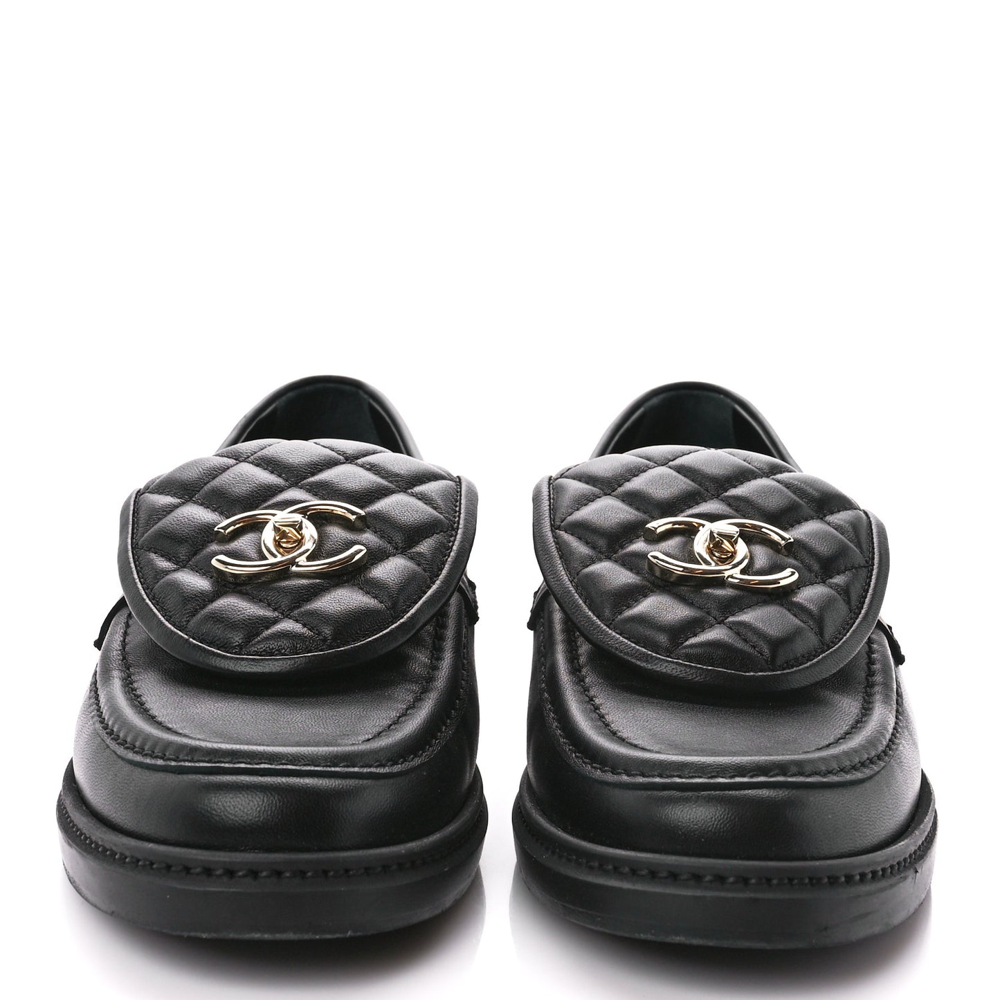 Lambskin Quilted CC Turnlock Loafers 40 Black