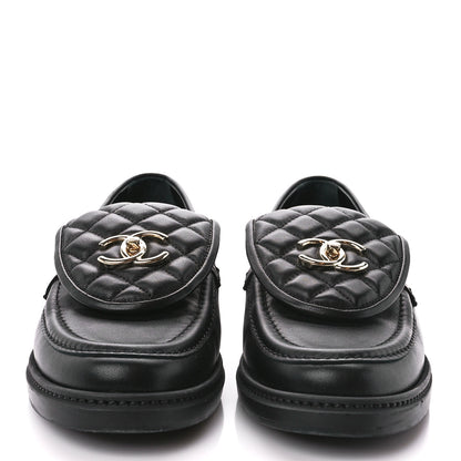 Chanel Lambskin Quilted CC Turnlock Loafers 40 Black 2 of 10
