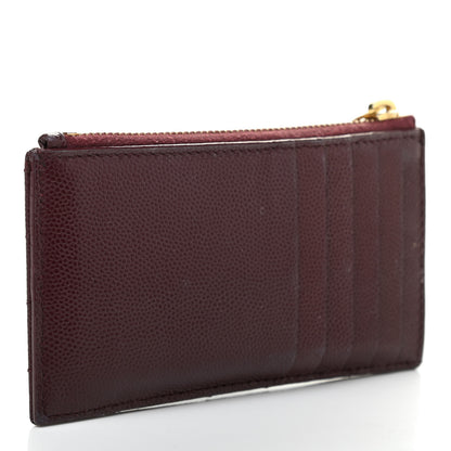 Saint Laurent Grain De Poudre Matelasse Chevron Monogram Fragments Zippered Card Case Rouge Legion 3 of 7