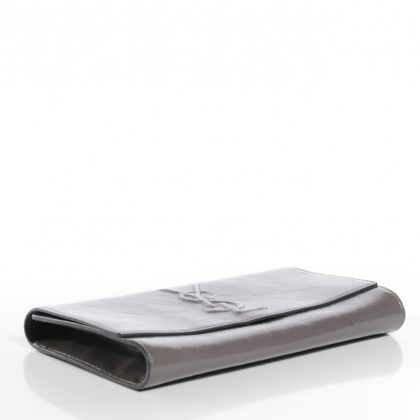Saint Laurent Textured Patent Monogram Large Belle de Jour Clutch Grey 4 of 7