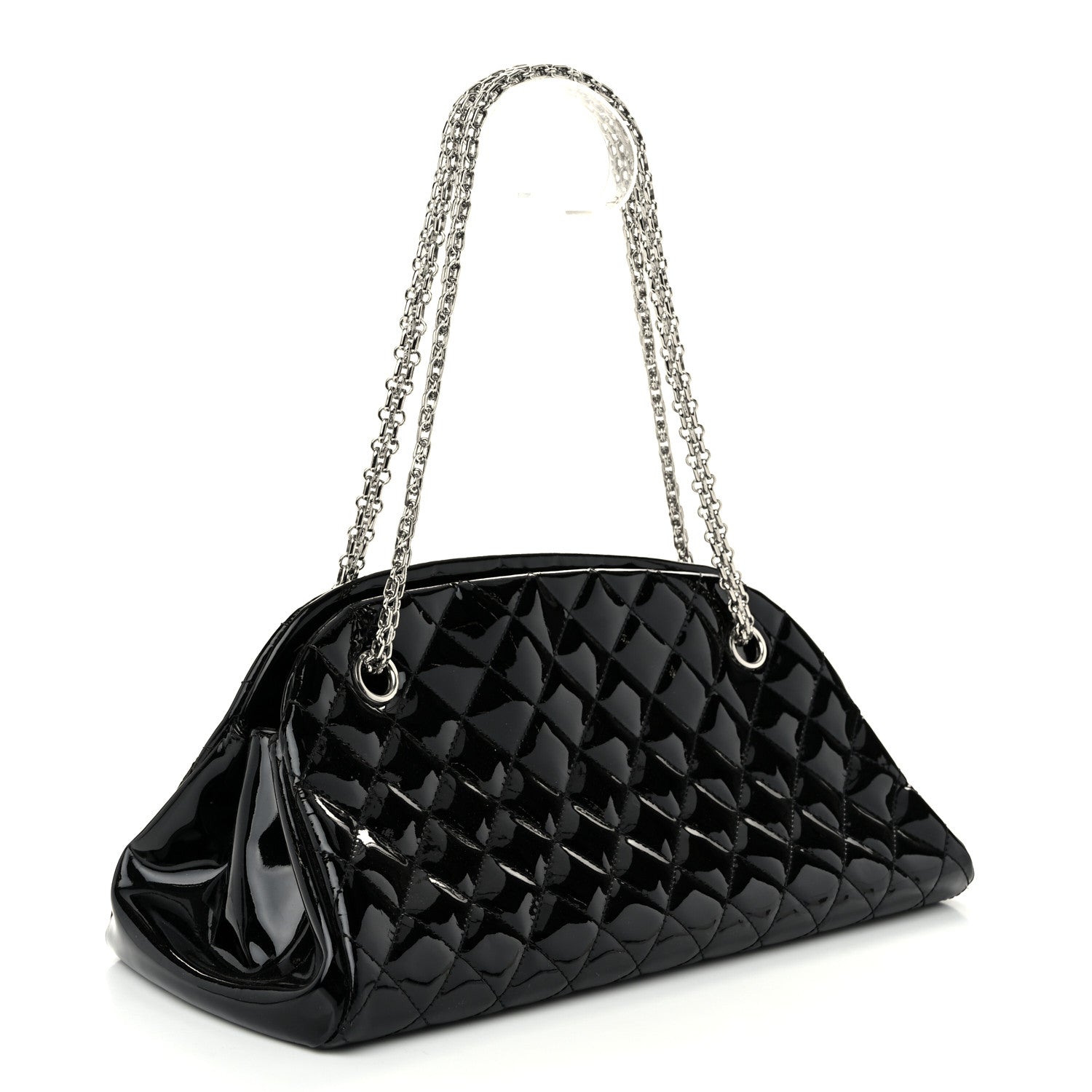 Chanel Patent Quilted Medium Just Mademoiselle Black 3 of 10