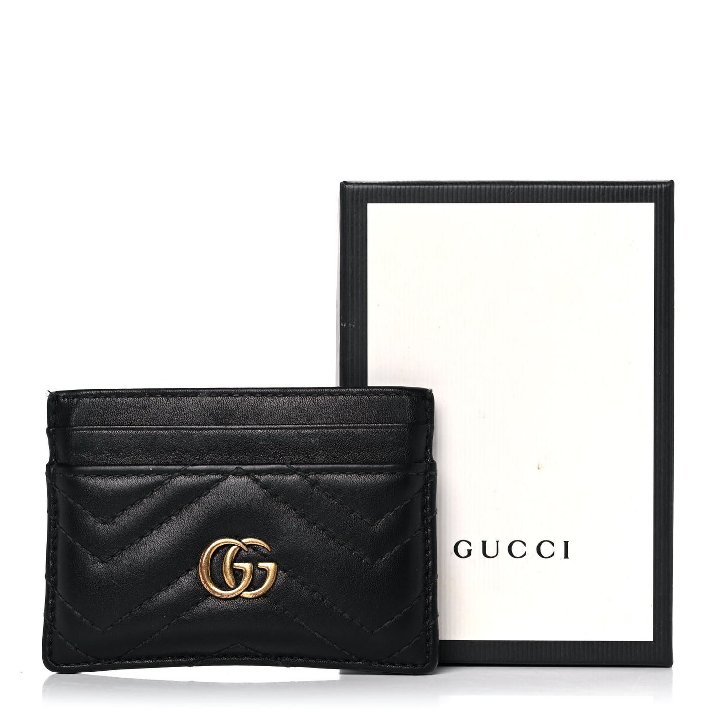 Calfskin Matelasse GG Marmont Card Holder Black