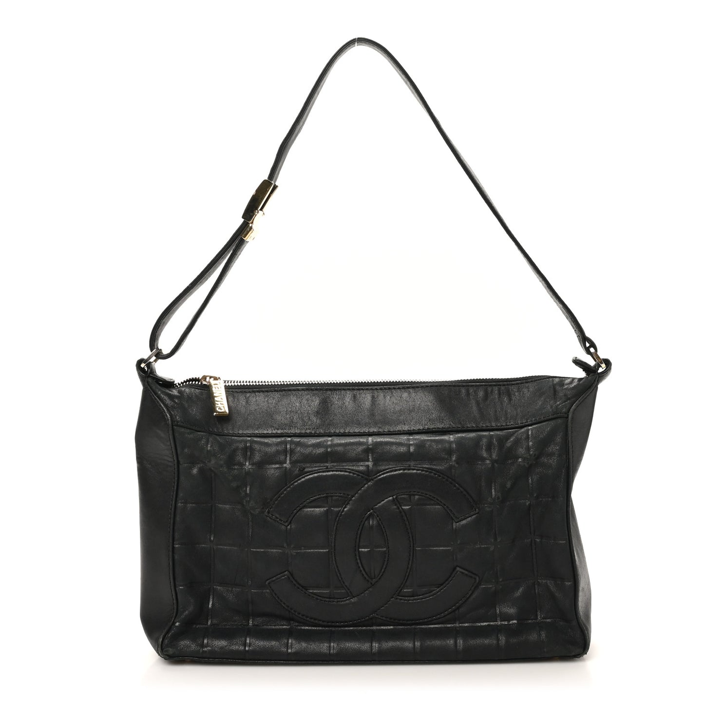 Lambskin Quilted Medium Chocolate Bar Shoulder Bag Black