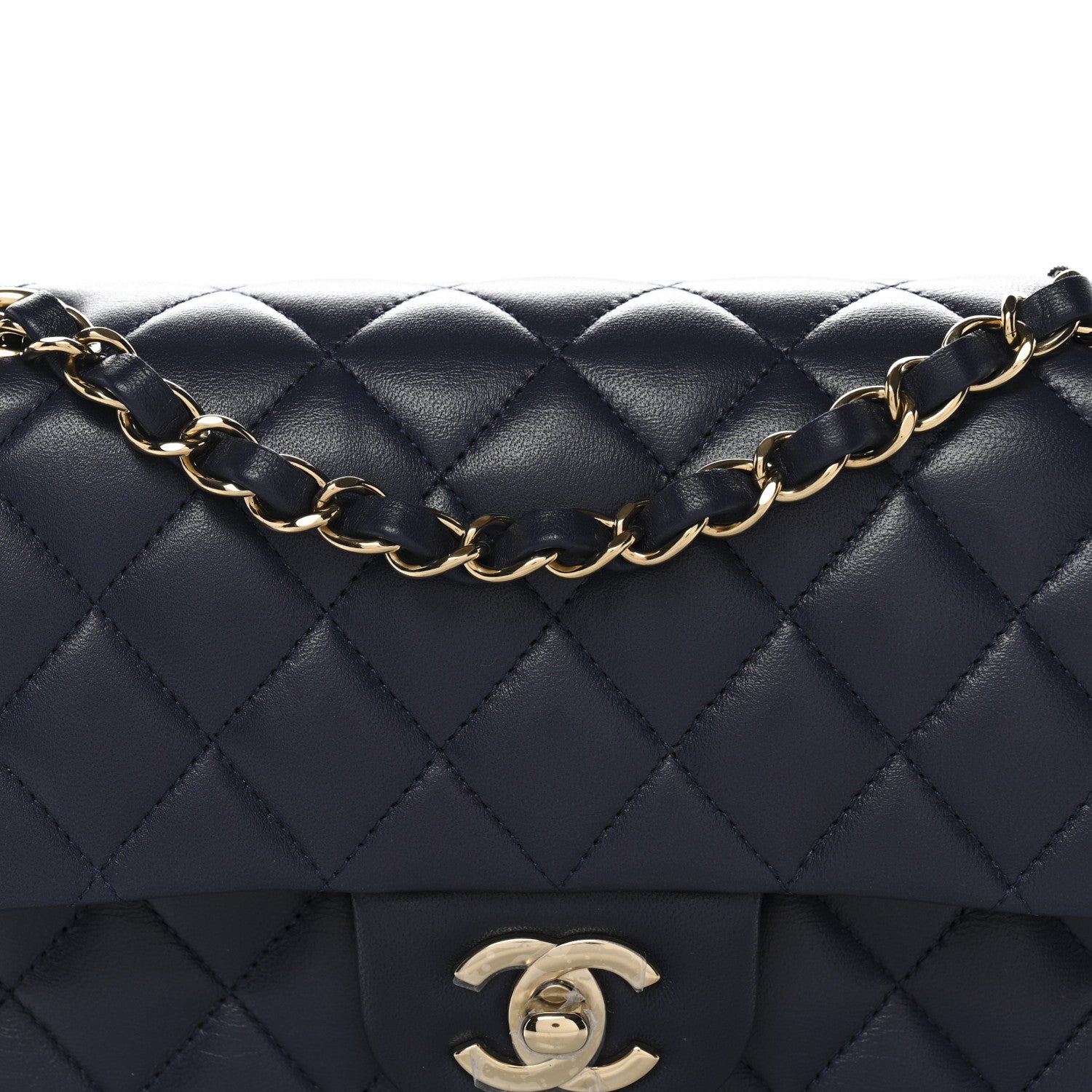 Chanel Lambskin Quilted Small Double Flap Dark Blue 8 of 11