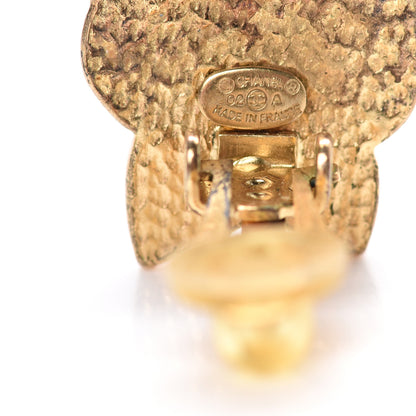 Chanel Enamel CC Camellia Clip On Earrings Black Gold 4 of 6