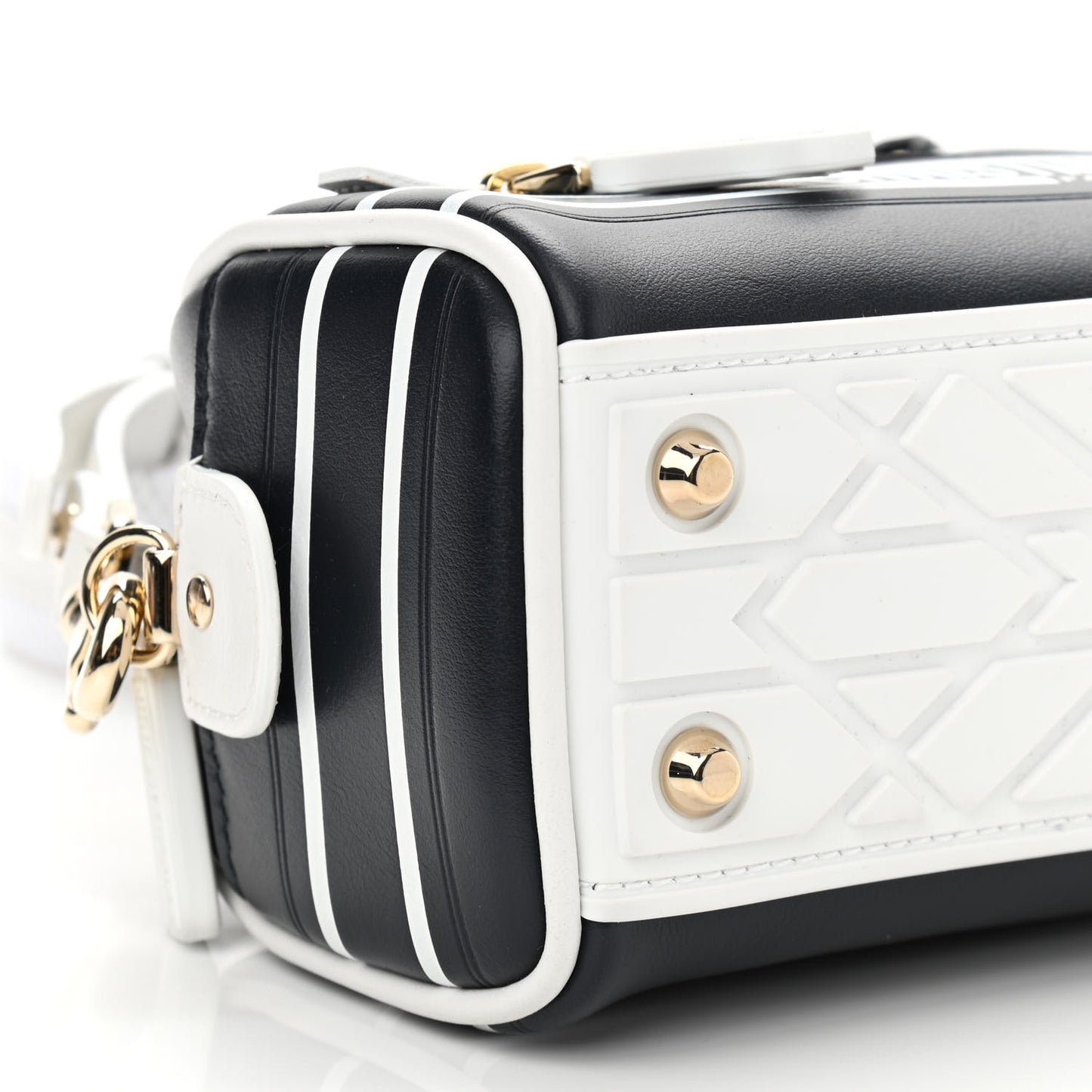 Calfskin Micro Dior Vibe Zip Bowling Bag Blue White