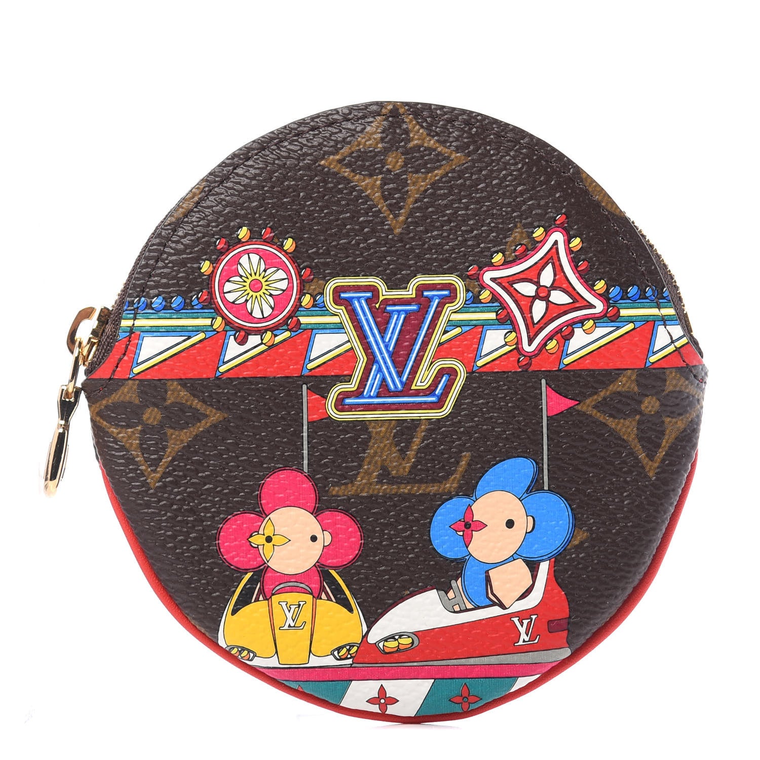 Louis Vuitton Monogram 2020 Christmas Animation Bumper Cars Round Coin Purse Coquelicot 1 of 11